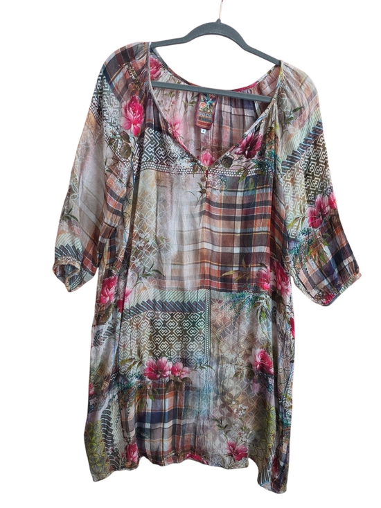 Johnny Was Dresses & Skirts - Johnny Was Multicolor Floral & Plaid Midi Dress